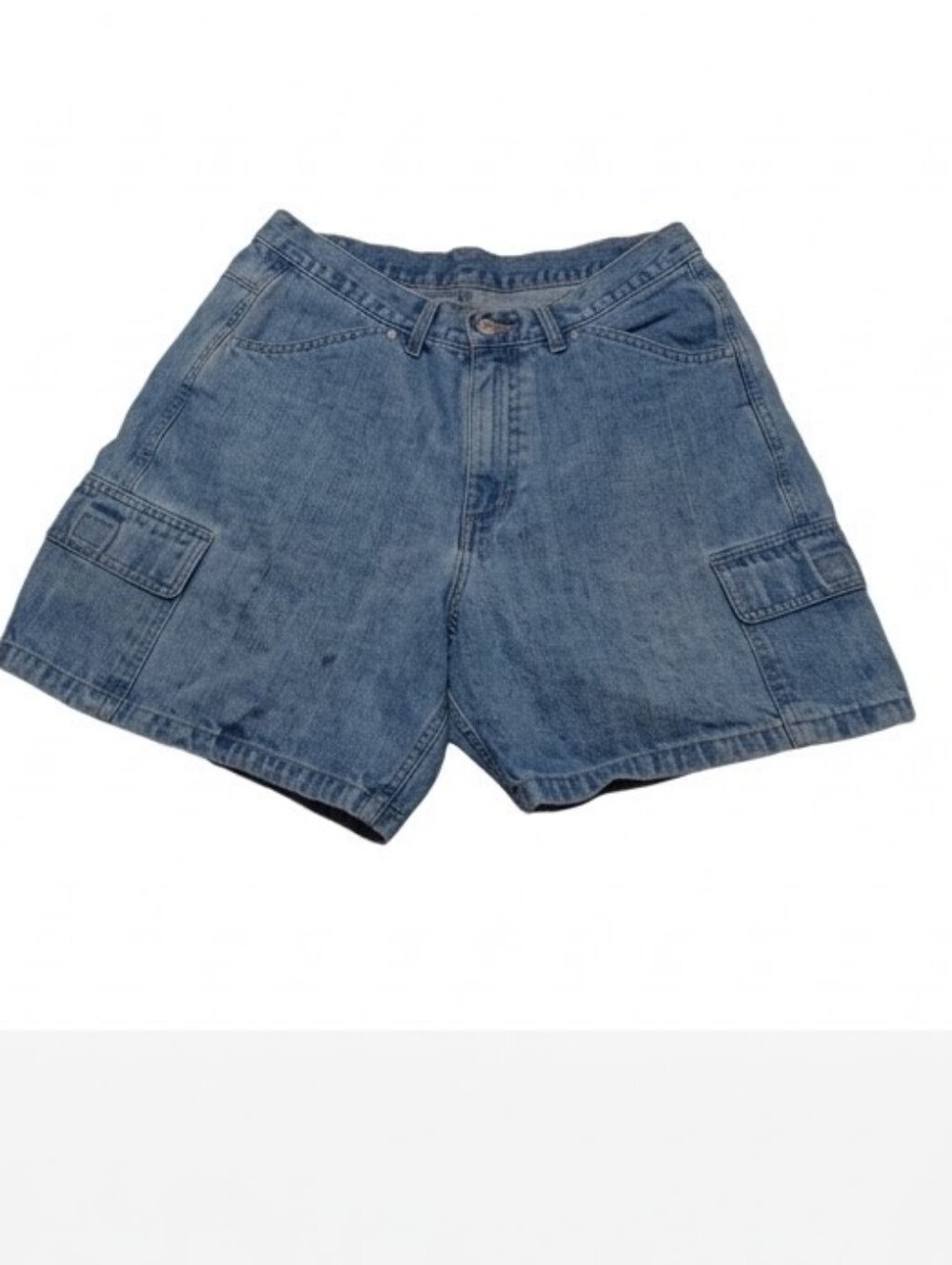 Vtg  Riders Womens 12M Blue Cotton Denim Cargo Shorts